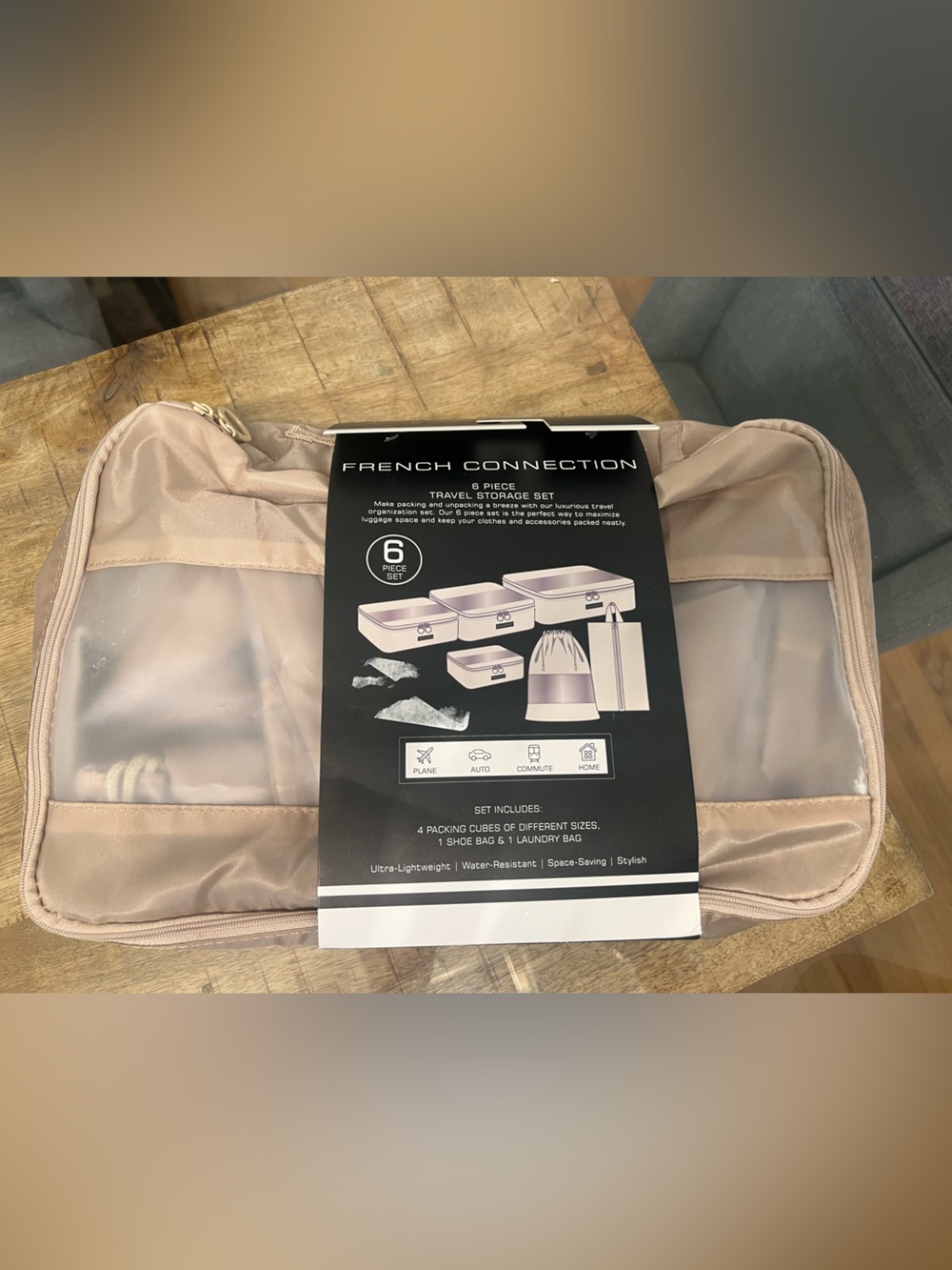 6 piece French Connection tan Packing Cube Set